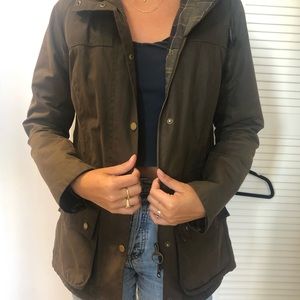 Barbour classic cotton waxed jacket with hood!